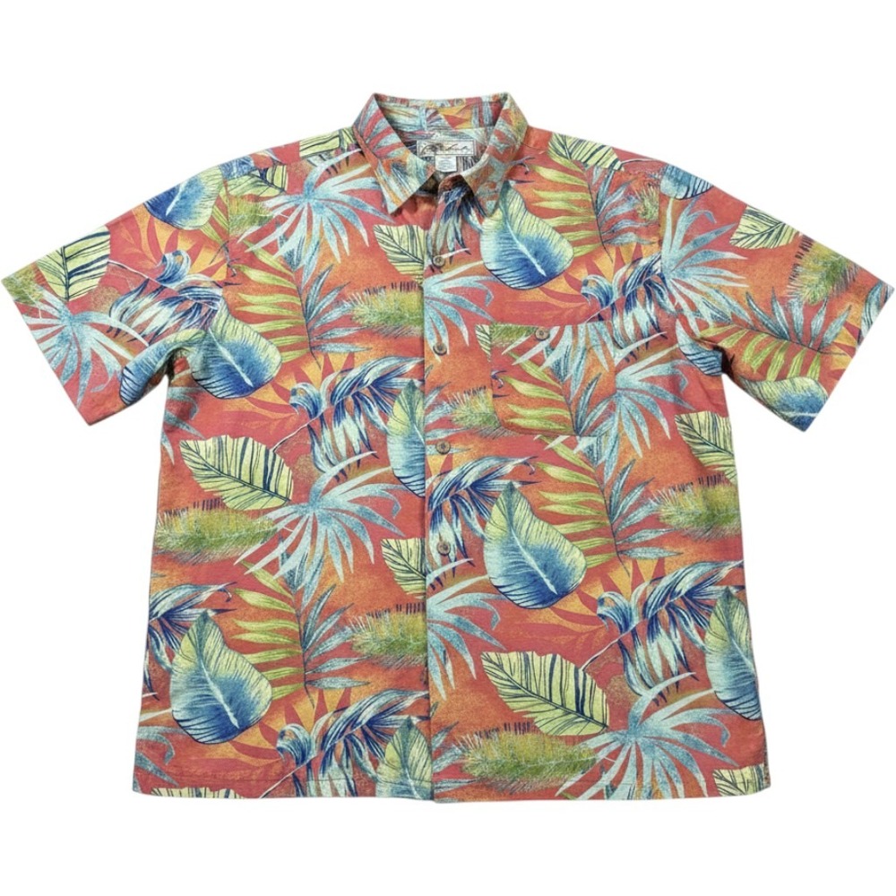 Joe Marlin Mens XL Hawaiian Button Front Shirt Unwind Floral Aloha Beach
